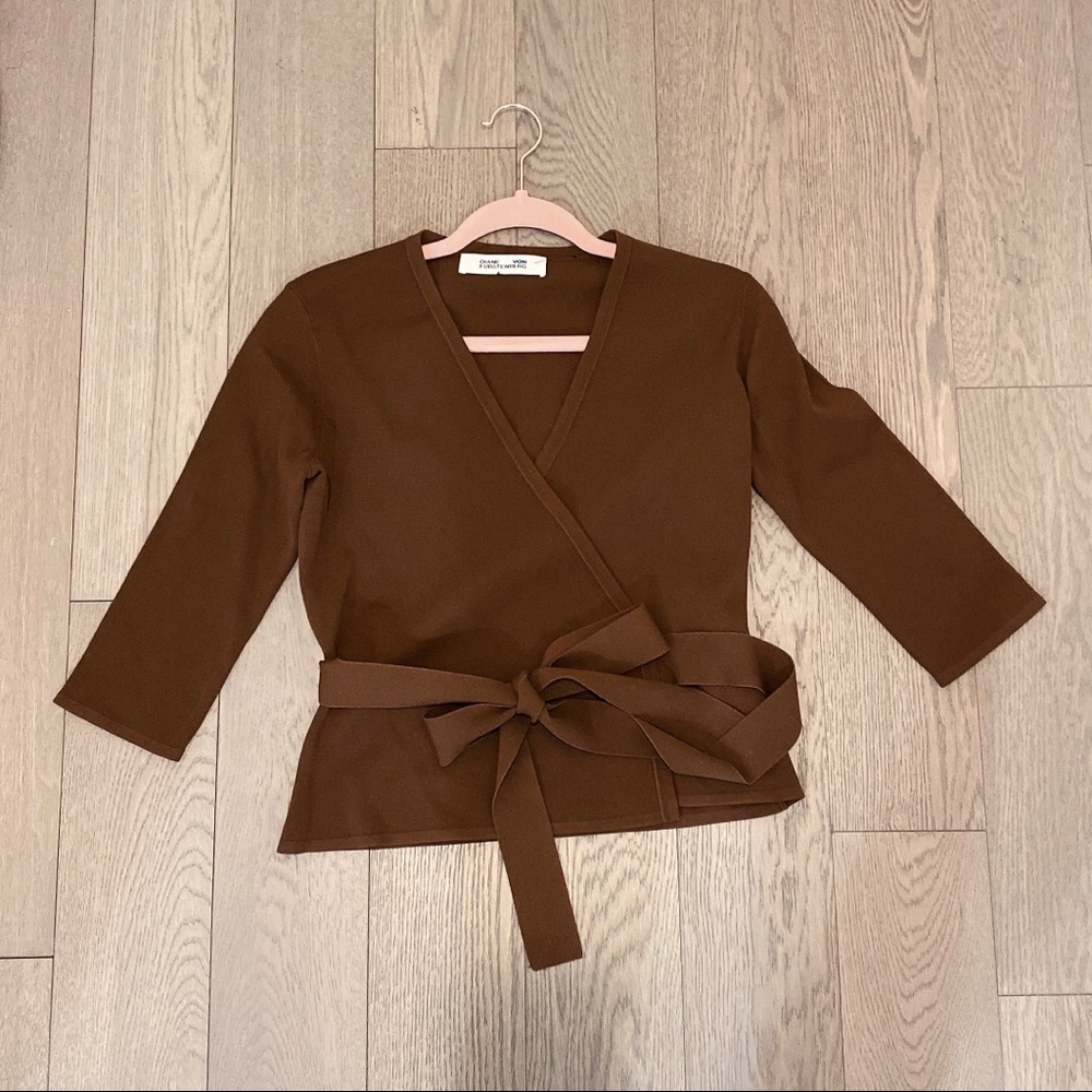 DVF Diane von Furstenberg wrap-style knit top